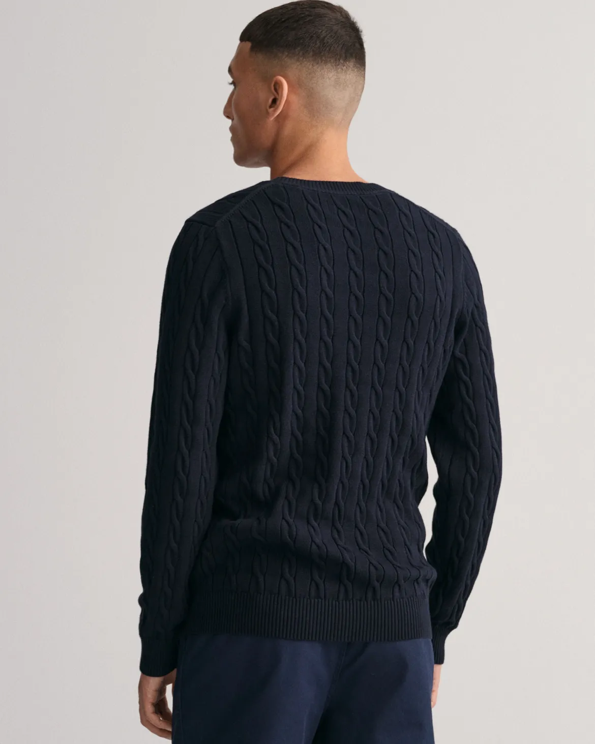 Gant miesten neulepusero Cotton Cable C-Neck, tummansininen