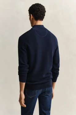 Gant miesten neulepusero Micro Textured Half Zip, tummansininen