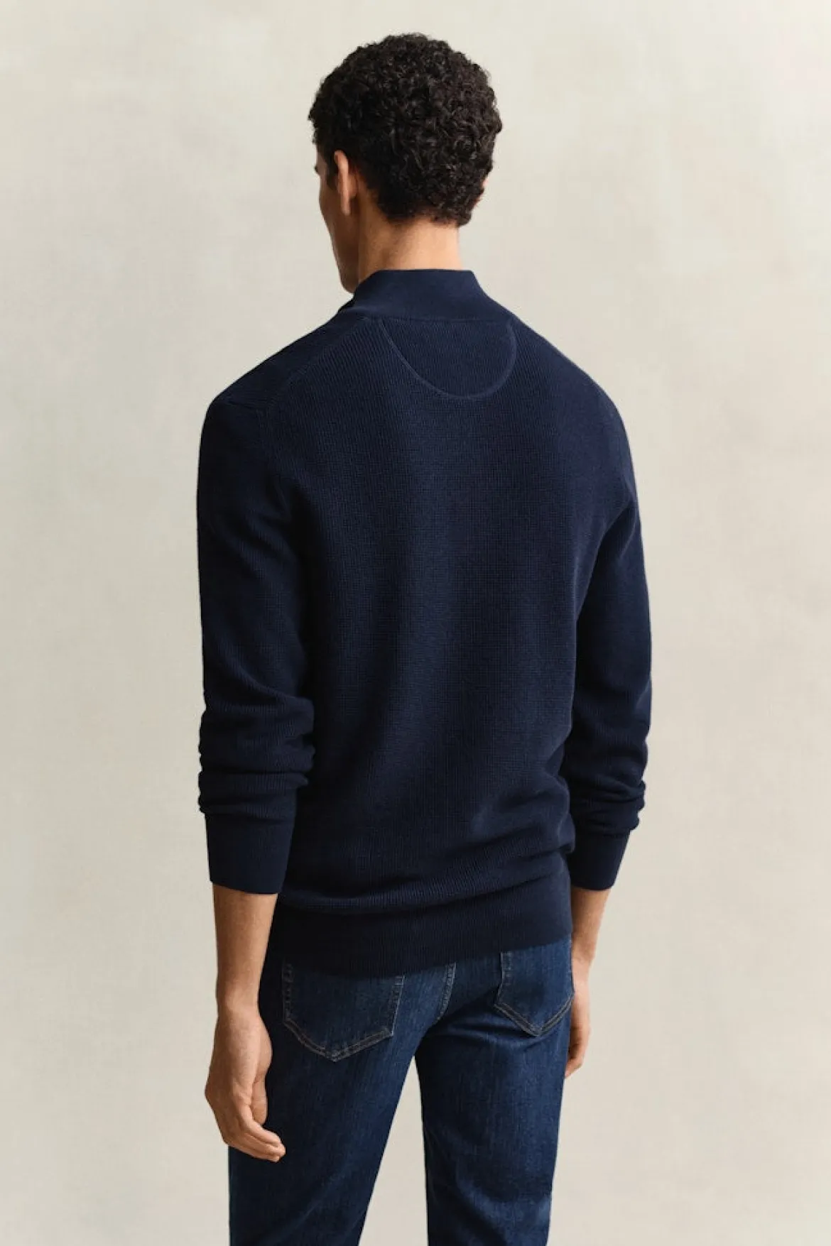 Gant miesten neulepusero Micro Textured Half Zip, tummansininen