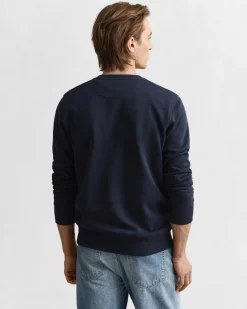 Gant miesten neulepusero Shield C-Neck, tummansininen