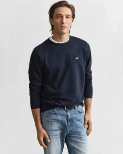 Gant miesten neulepusero Shield C-Neck, tummansininen