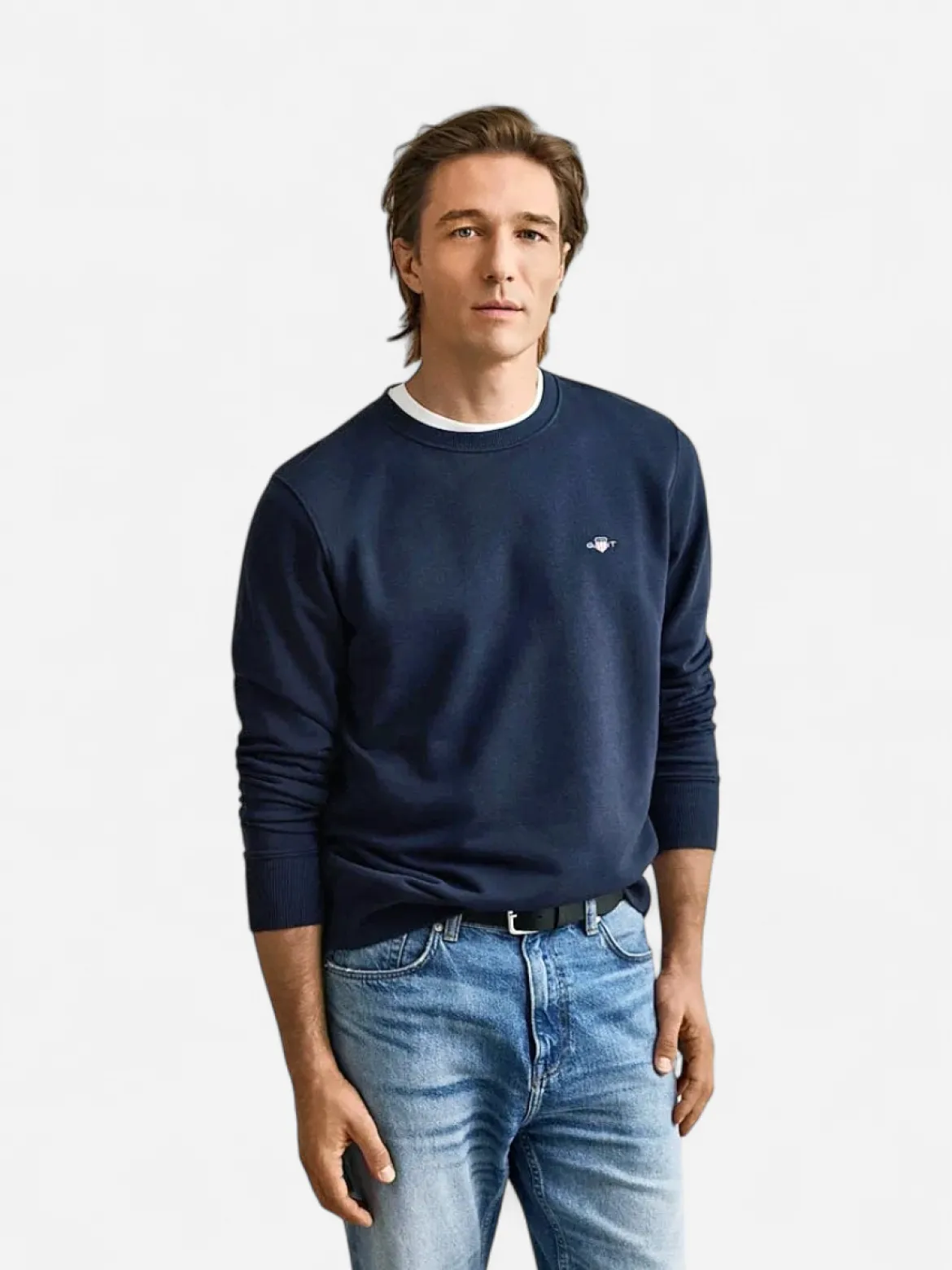 Gant miesten neulepusero Shield C-Neck, tummansininen