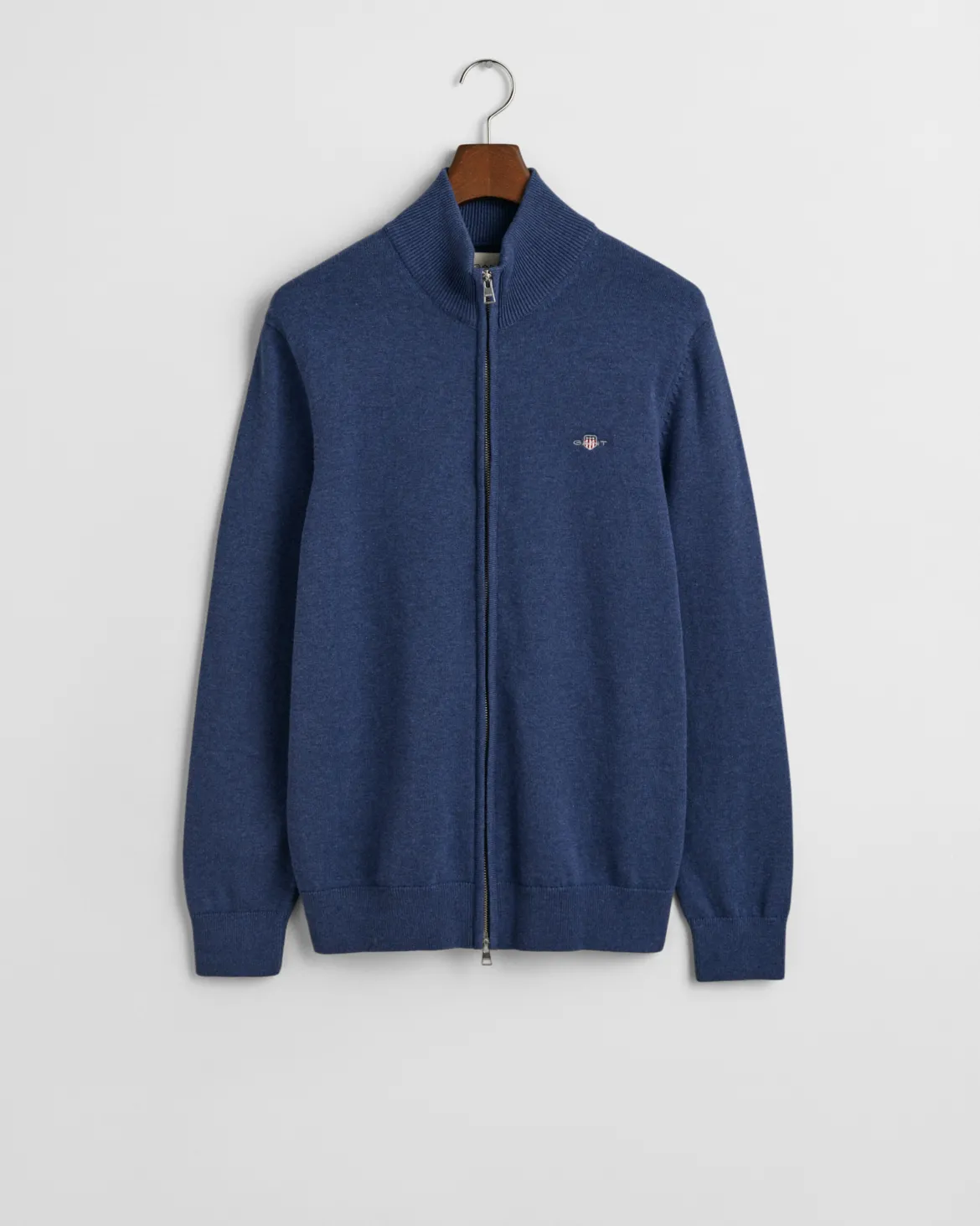 Gant miesten neuletakki Casual Cotton Zip Cardigan, sininen indigo