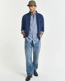Gant miesten neuletakki Casual Cotton Zip Cardigan, sininen indigo