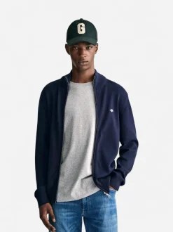 Gant Miesten Neuletakki, K CASUAL COTTON ZIP CARDIGAN Tummansininen