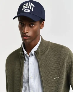 Gant miesten neuletakki K Cotton Pique Zip Cardigan, khaki