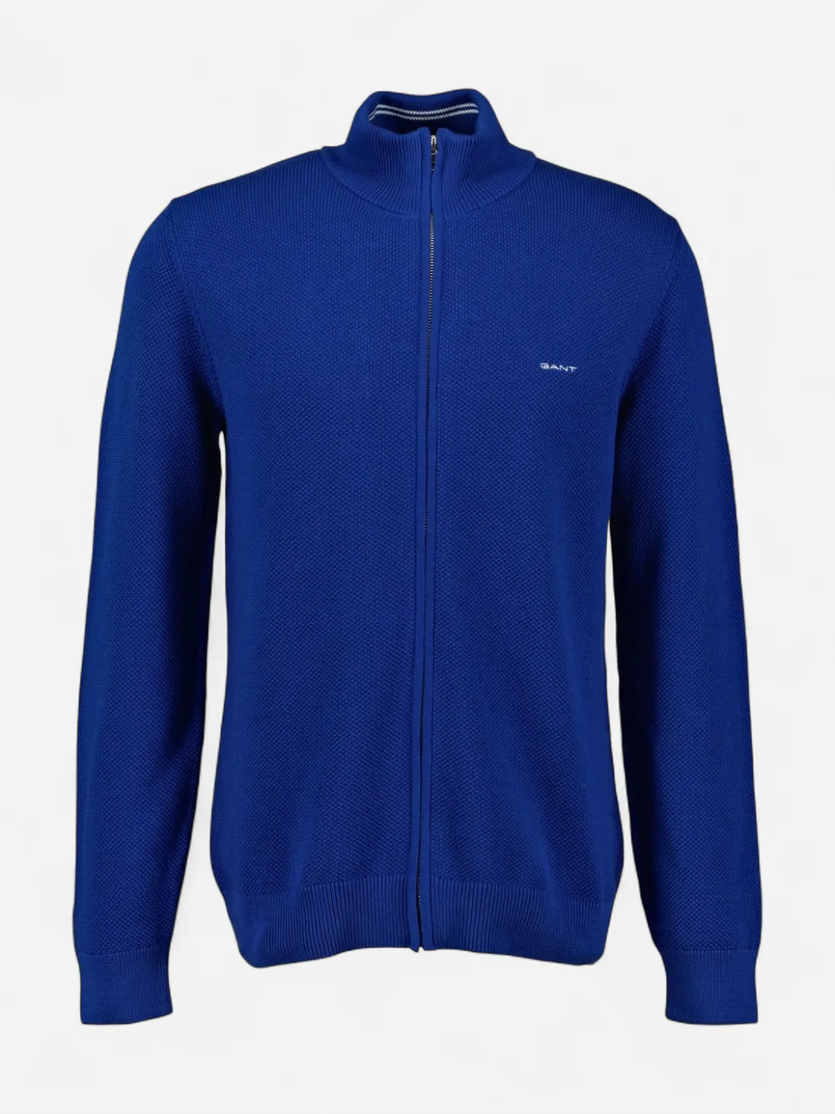 Gant miesten neuletakki K Cotton Pique Zip Cardigan, sininen