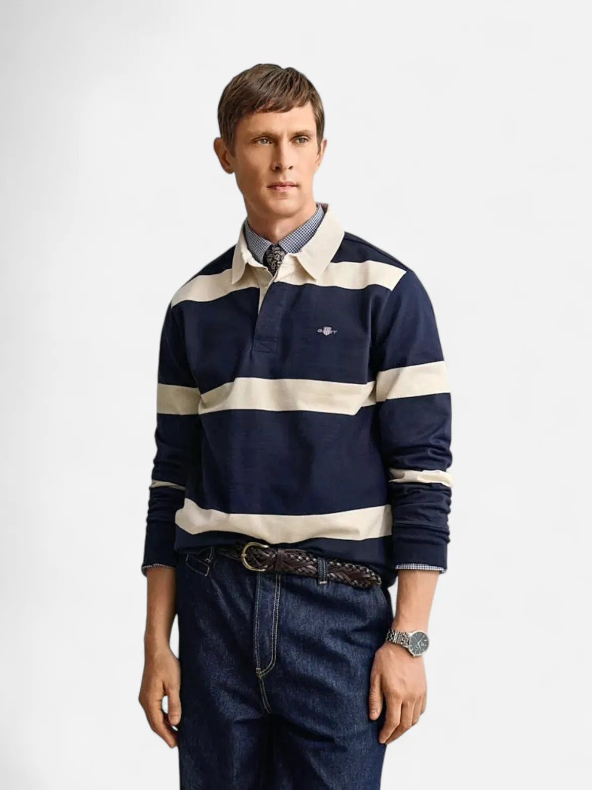 Gant miesten paita Striped Rugger, raidallinen sininen
