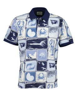 Gant miesten pikeepaita K Printed SS Polo, sininen kuosi
