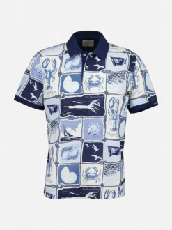 Gant miesten pikeepaita K Printed SS Polo, sininen kuosi