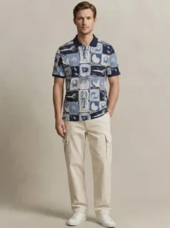 Gant miesten pikeepaita K Printed SS Polo, sininen kuosi