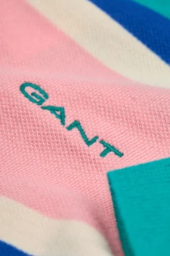 Gant miesten pikeepaita Multi Striped Piqué Polo Shirt, raidallinen pinkki
