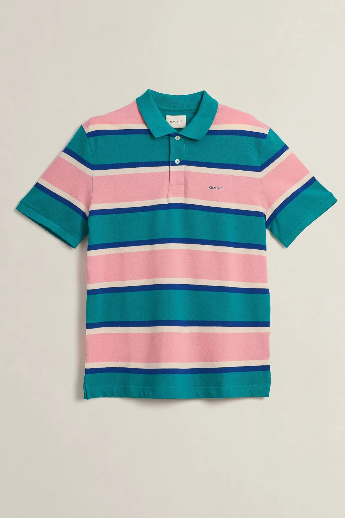 Gant miesten pikeepaita Multi Striped Piqué Polo Shirt, raidallinen pinkki