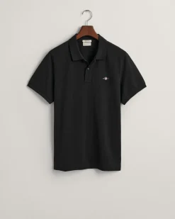 Gant Miesten Pikeepaita, REG SHIELD SS PIQUE Musta