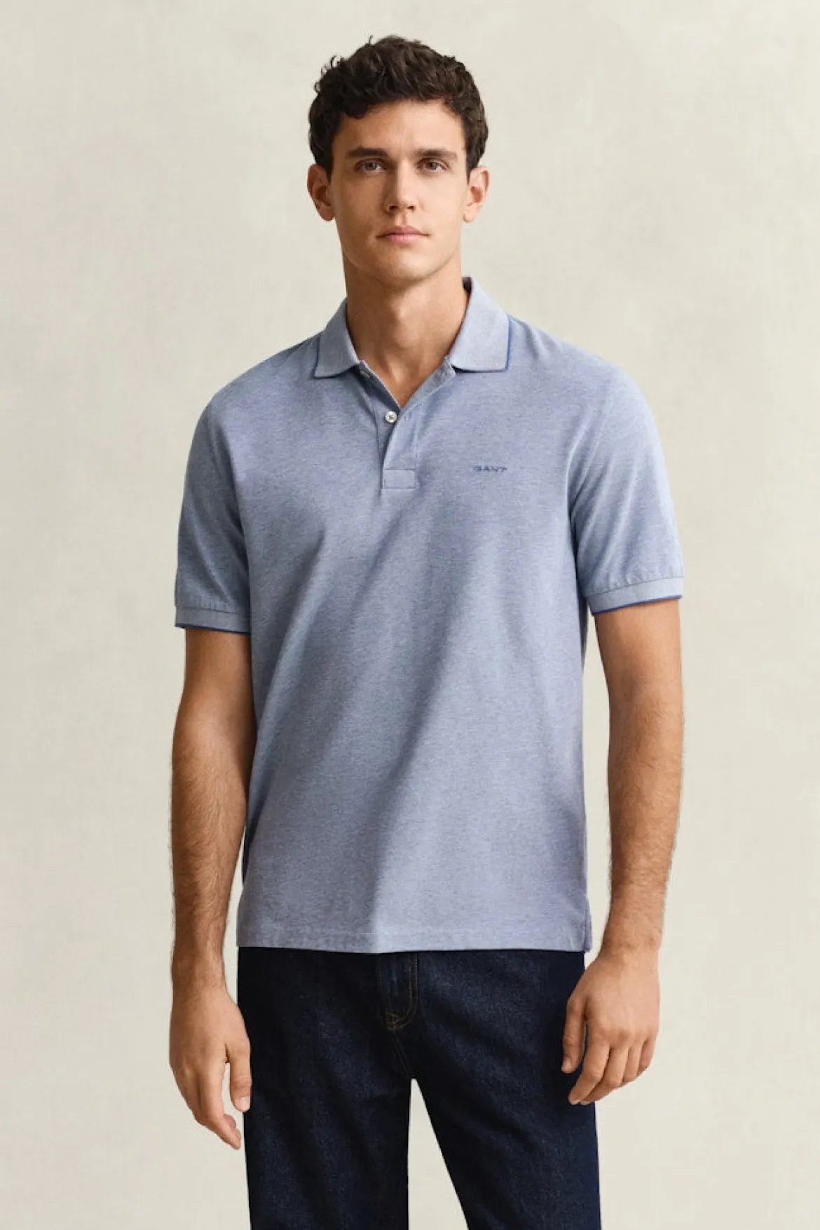 Gant miesten pikeepaita 2 Tone, vaaleansininen