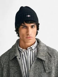Gant miesten pipo, SHIELD WOOL BEANIE Musta