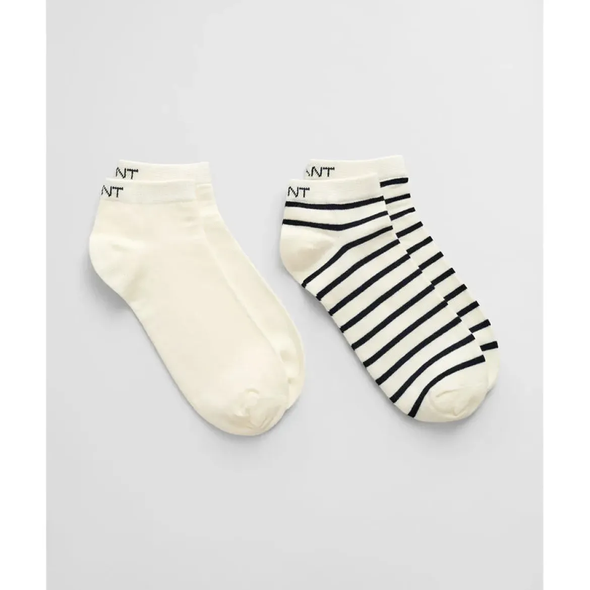 Gant miesten sukat 2-Pack Breton Striped Ankle Socks, raidallinen valkoinen