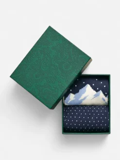 Gant miesten sukat, SKIERS ARTWORK SOCKS 2-PACK Tummansininen