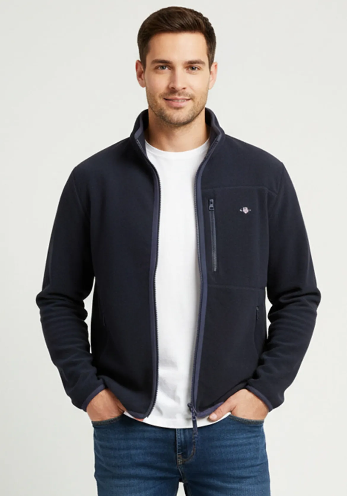Gant miesten takki, MICRO FLEECE JACKET Tummansininen