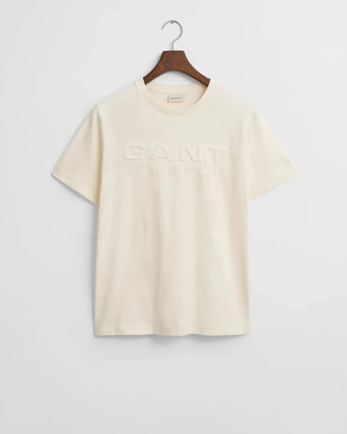 Gant miesten T-paita Embossed Graphic C-neck, luonnonvalkoinen