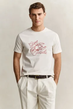 Gant miesten t-paita Embroidered T-paita, valkoinen