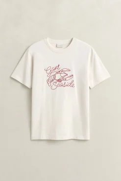 Gant miesten t-paita Embroidered T-paita, valkoinen