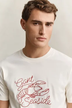 Gant miesten t-paita Embroidered T-paita, valkoinen