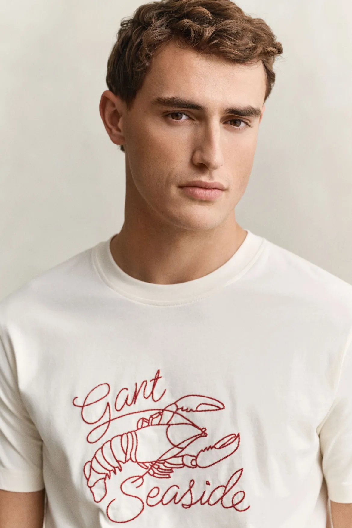 Gant miesten t-paita Embroidered T-paita, valkoinen