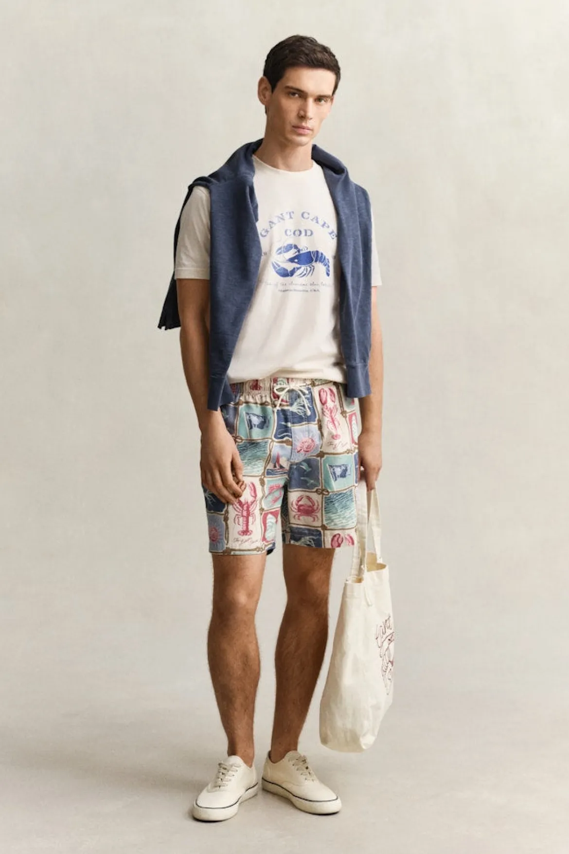 Gant miesten t-paita Graphic SS TShirt Lobster, luonnonvalkoinen