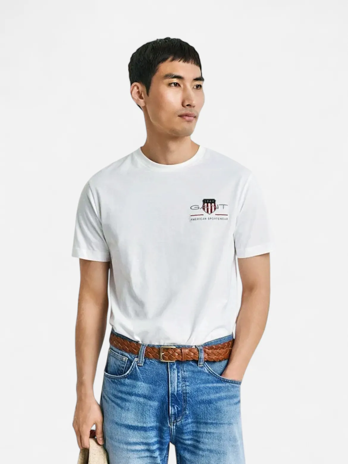 Gant miesten t-paita K Reg Archive Shield EMB SS T-Shirt, valkoinen