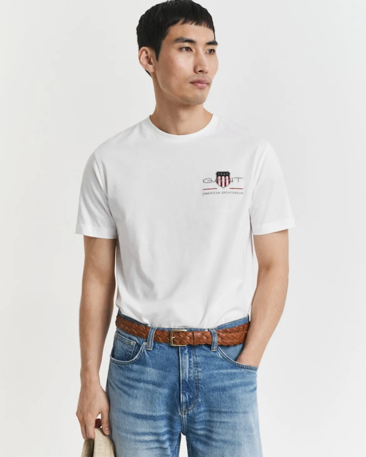 Gant miesten t-paita K Reg Archive Shield EMB SS T-Shirt, valkoinen
