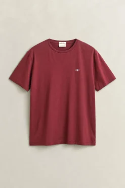 Gant miesten T-paita Reg Shield SS T-Shirt, viininpunainen