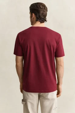 Gant miesten T-paita Reg Shield SS T-Shirt, viininpunainen