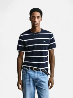 Gant miesten t-paita Striped SS T-Shirt, tummansininen