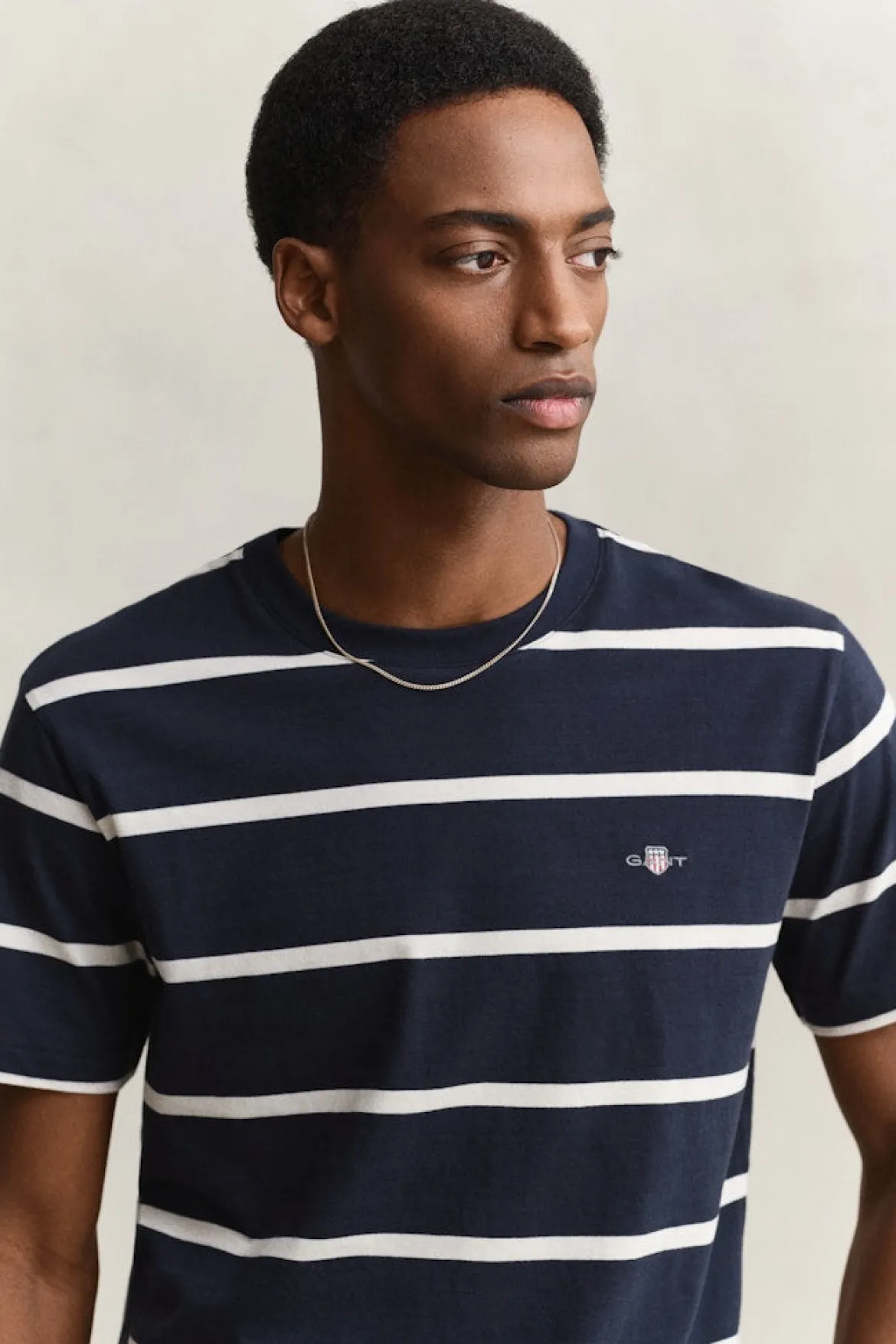 Gant miesten t-paita Striped SS T-Shirt, tummansininen