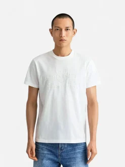Gant Miesten T-paita, TONAL ARCHIVE SHIELD T-SHIRT Luonnonvalkoinen