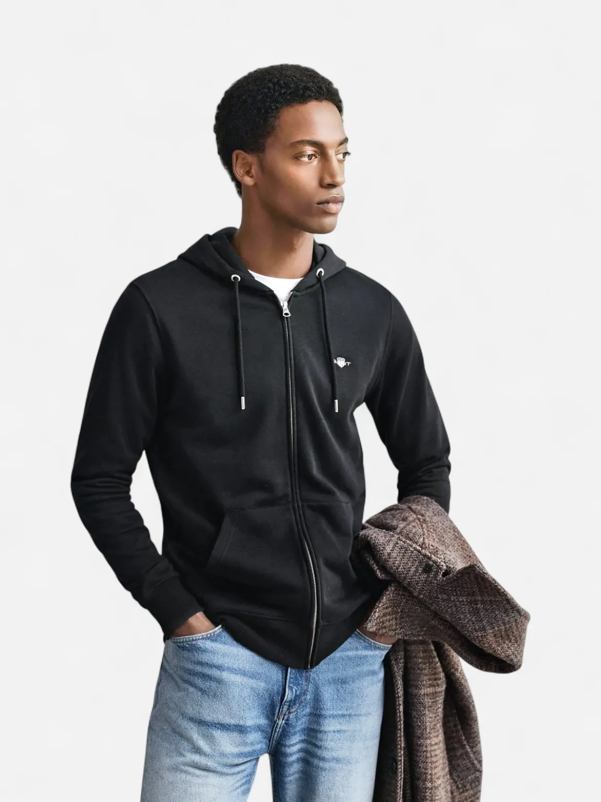 Gant miesten vetoketjullinen huppari K Shield Full Zip Hoodie, Musta