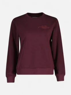 Gant naisten collegepaita Reg Tonal Shield C-Neck Sweat, viininpunainen