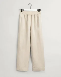 Gant naisten housut Linen Viscose Pull-On Pants, vaalea beige