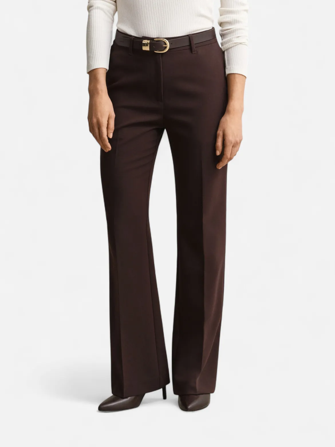 Gant naisten housut Slim Flare Slack, tummanruskea