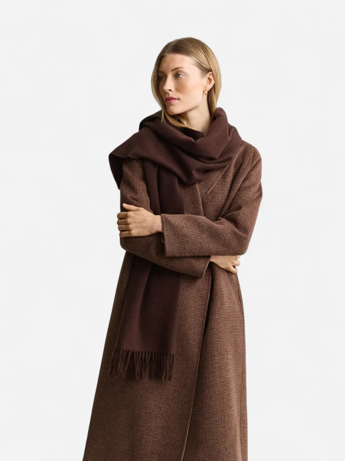 Gant naisten huivi Wool Woven Scarf, tummanruskea