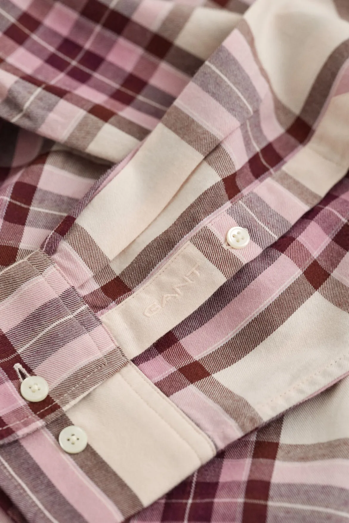 Gant naisten kauluspaita Relaxed Checked Flannel BD Shirt, vaaleanpunainen ruutu