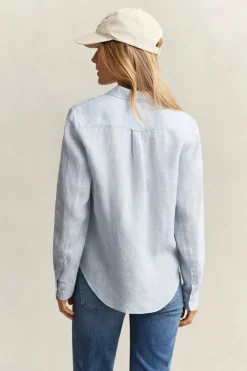 Gant naisten paitapusero Regular Fit Linen Shirt, Vaaleansininen