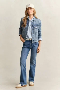 Gant naisten paitapusero Regular Fit Linen Shirt, Vaaleansininen