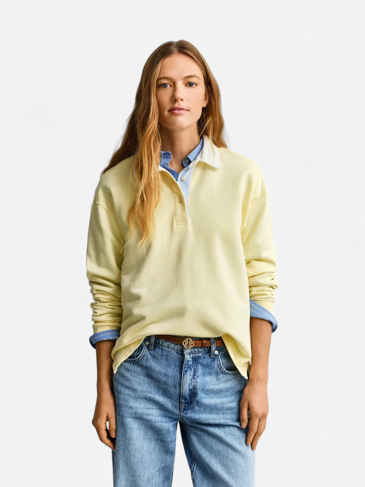 Gant naisten paita Rugger Sweatshirt, sitruunankeltainen