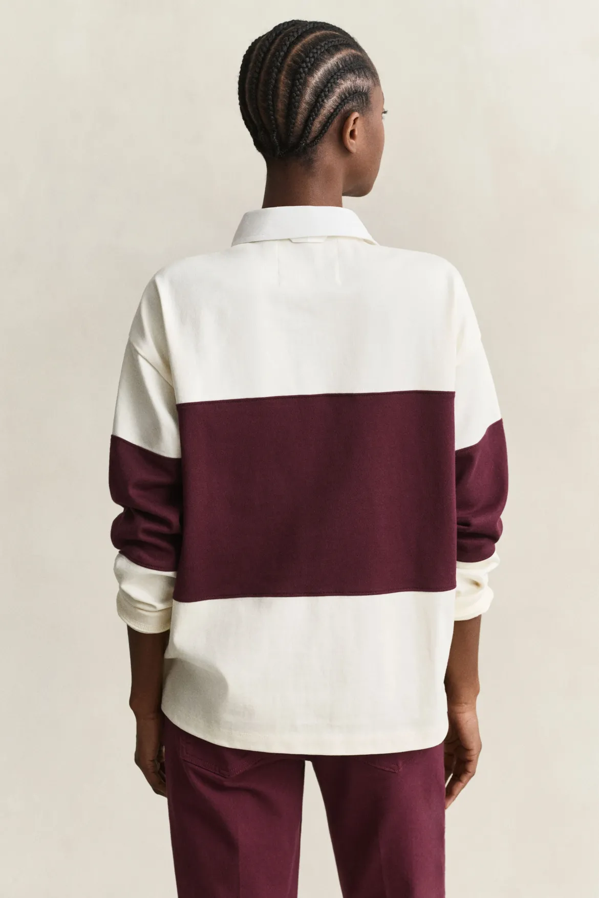 Gant naisten pikeepaita Color Blocked Heavy Rugger, raidallinen luumu