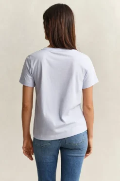 Gant Naisten T-paita Shield SS V-Neck, Vaaleansininen