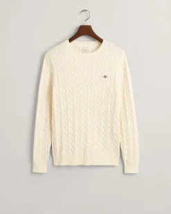 Gant neule, COTTON CABLE Valkoinen