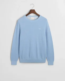 Gant neule, COTTON PIQUE C-NECK Vaaleansininen