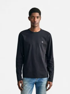 Gant t-paita, REG T LS T-SHIRT Musta